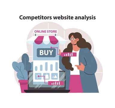 Competitor website analysis concept. Illustrazione stock