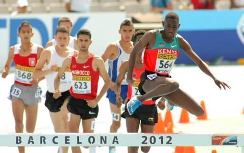 Competitors of 3000m steeplechase Stock Photos