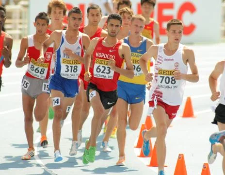 Competitors of 3000m steeplechase Stock Photos