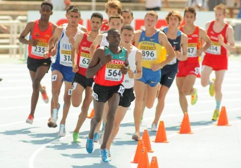 Competitors of 3000m steeplechase Foto stock