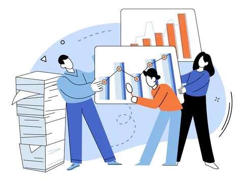 Competitors analysis. Accounting, ledger, meticulously records score in ong.. Stock Illustration