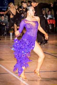 Competitors dancing latin dance on the conquest Stock Photos