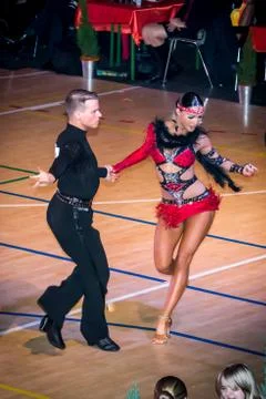 Competitors dancing latin dance on the conquest Stock Photos