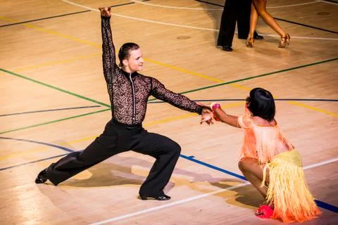 Competitors dancing latin dance on the conquest Stock Photos