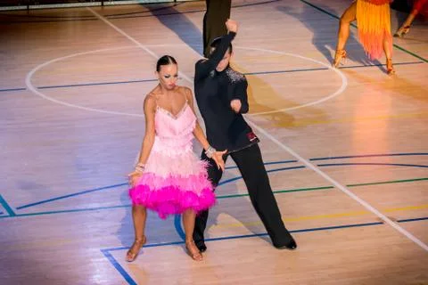 Competitors dancing latin dance on the conquest Stock Photos