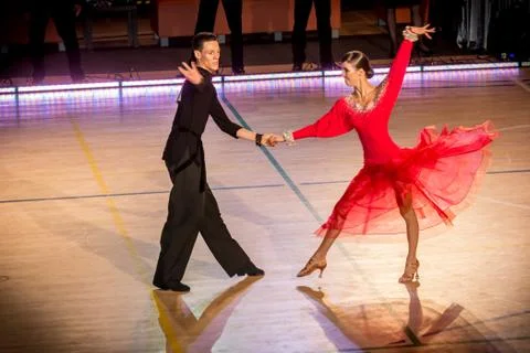 Competitors dancing latin dance on the conquest Stock Photos