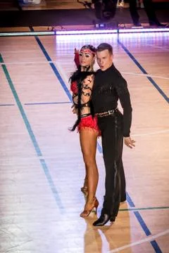 Competitors dancing latin dance on the conquest Stock Photos