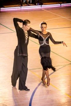 Competitors dancing latin dance on the conquest Stock Photos