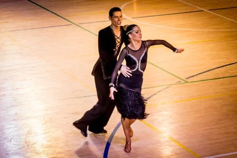 Competitors dancing latin dance on the conquest Stock Photos