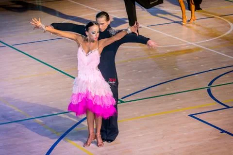 Competitors dancing latin dance on the conquest Stock Photos