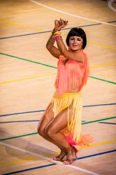 Competitors dancing latin dance on the conquest Stock Photos