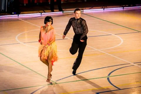 Competitors dancing latin dance on the conquest Stock Photos