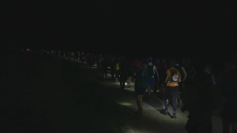 Competitors at the start line of an Ironman. Video stock 93184654