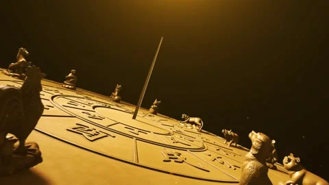 Compilation of the 2023 Year of the Rabbit Zodiac Sundial Time Changes Stock Footage 252900950