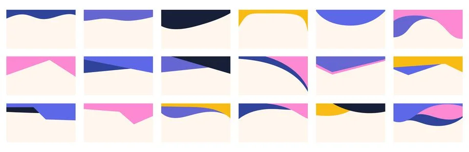 Compilation of assorted shapes suitable for web page headers or footers. De.. Stock Illustration