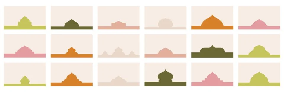 Compilation of assorted shapes for website headers or footers incorporating Stock Illustration