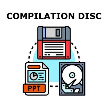 Compilation disk compiling various digital data files Stock Illustration