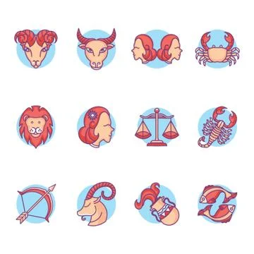Compilation of horoscope Illustrazione stock
