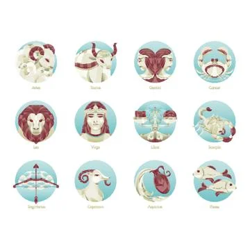 Compilation of horoscope Stock Illustration