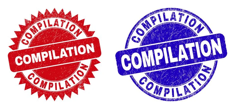 COMPILATION Round and Rosette Watermarks with Rubber Texture Stock Illustration