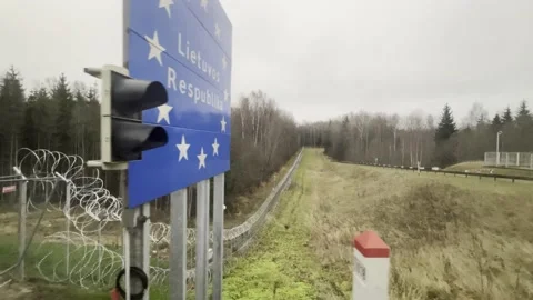 (compilation / various) Border between Belarus and Lithuania Stock Footage 221361105