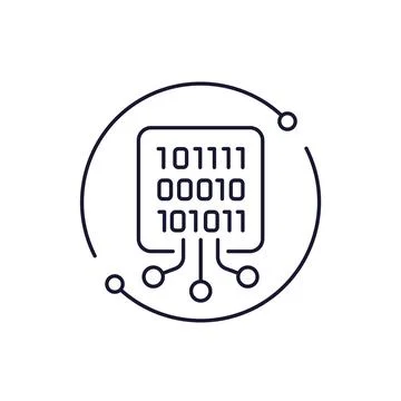 Compile code icon in line style on white Stock Illustration