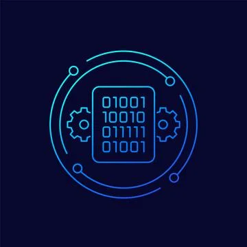 Compile code icon, linear vector Stock Illustration