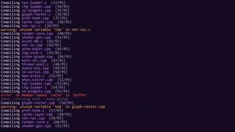 Compiler build output horizontal Stock Footage 347116600