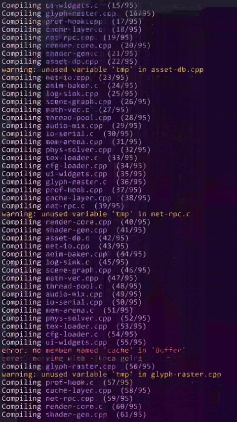 Compiler build output vertical Stock Footage 346480539