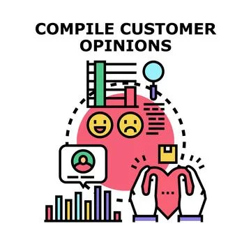Compiling customer opinions and satisfaction feedback Stock Illustration