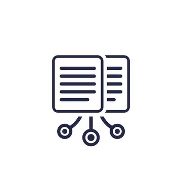 Compiling data icon with documents Stock Illustration