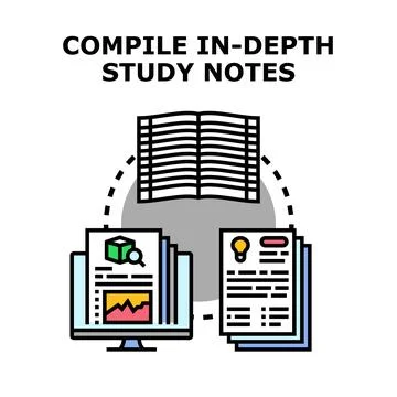 Compiling in depth research and study notes Stock Illustration