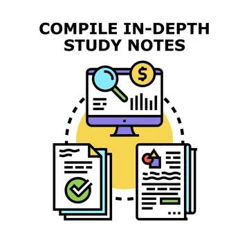 Compiling in depth study notes concept vector Stock Illustration