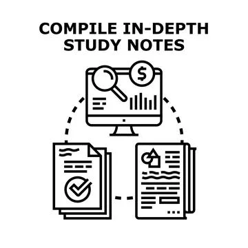 Compiling in depth study notes concept vector Stock Illustration