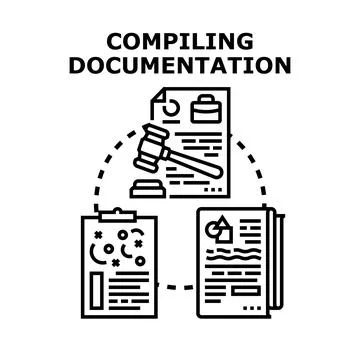 Compiling documentation for business legal process Stock Illustration