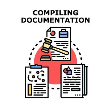 Compiling documentation for business legal process Stock Illustration