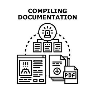 Compiling documentation process with data organizing and analysis Stock Illustration