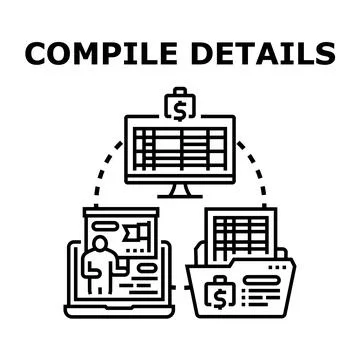 Compiling financial data for business report and analysis Stock Illustration