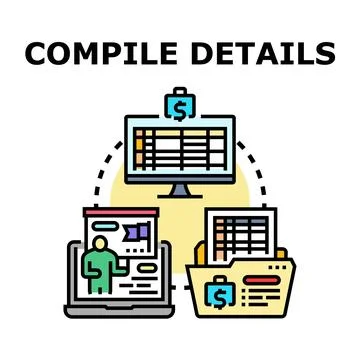 Compiling financial data for business report and analysis Stock Illustration
