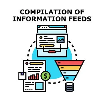 Compiling information feeds for data analysis and output Illustrazione stock