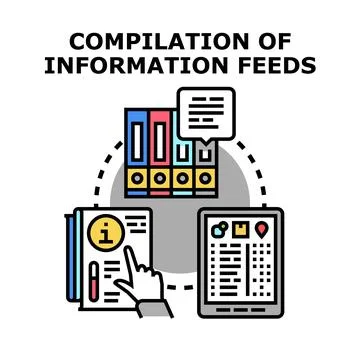 Compiling information feeds digitally for data organization Stock Illustration