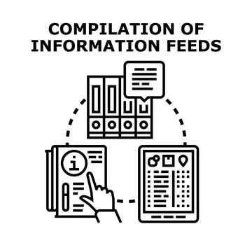 Compiling information feeds digitally for data organization Stock Illustration