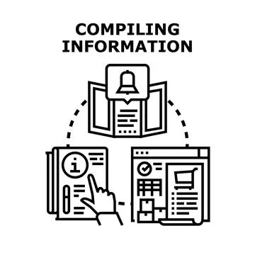 Compiling information process with data management activity Stock Illustration