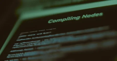 Compiling Nodes title with lines of code Stock Footage 323371444