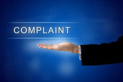 Complaint button on virtual screen Foto stock