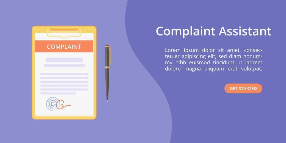 Complaint form assistant on clipboard web template Stock Illustration