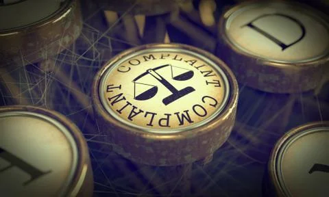 Complaint Key on Grunge Typewriter. Stock Illustration