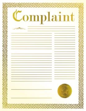 Complaint legal document illustration design with golden seal Stock Illustration