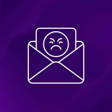 Complaint or bad feedback line icon, mail and angry emoji Stock Illustration