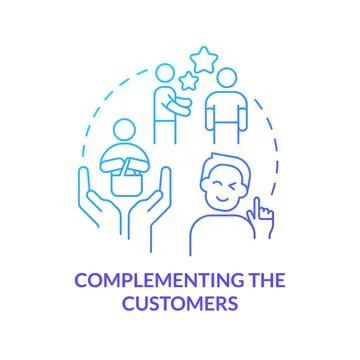 Complementing customers blue gradient concept icon Illustrazione stock